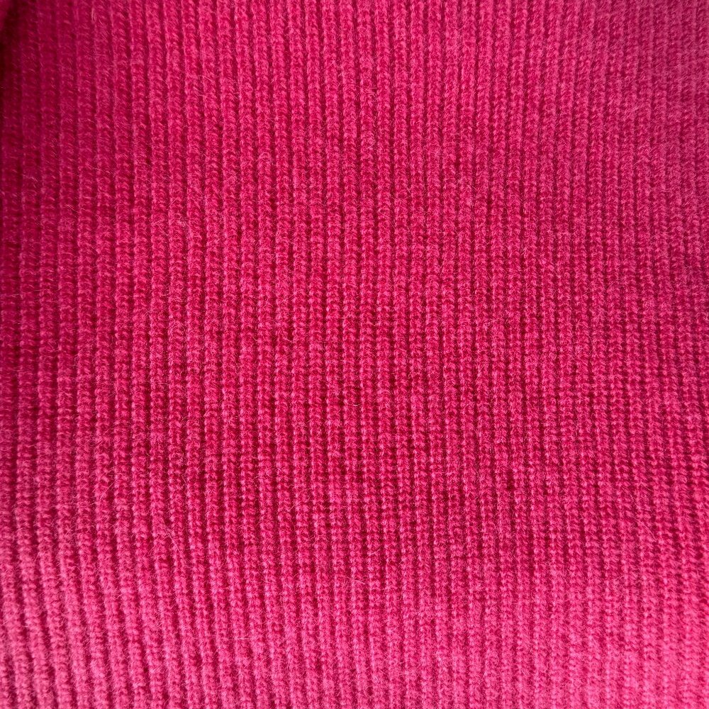 Sundance hot pink side slits rib knit v-neck 100% cashmere sweater Sz S - Picture 9 of 10